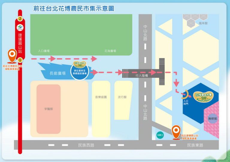 台北花博農民市集移至圓山舞蝶館前廣場，本周六恢復營運